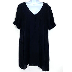 Blue Rain Blouse Womens Size Large Black Buttons Lined Tunic Top New